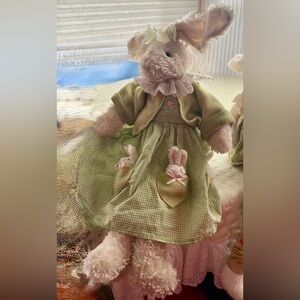 Bunny Rabbit Stuffie Baby Bunnies In Pockets, Spring Shabby Chic Cottage Core